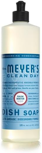 Mrs. MEYER'S CLEAN DAY Rainwater Scent Variety Pack, Liquid Hand Soap 12.5 Fl Oz, Multi-Surface Cleaner 16 Fl Oz, Room Freshener 8 Fl Oz, Dish Soap 16 Fl Oz, 1 CT