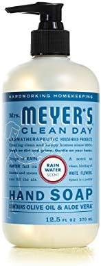 Mrs. MEYER'S CLEAN DAY Rainwater Scent Variety Pack, Liquid Hand Soap 12.5 Fl Oz, Multi-Surface Cleaner 16 Fl Oz, Room Freshener 8 Fl Oz, Dish Soap 16 Fl Oz, 1 CT