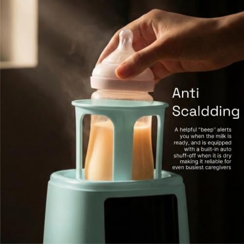Baby Bottle Warmer, 3-in-1 Milk Warmer, Defrosts Frozen Breakmilk, LED Display, Night Light, Steam Sterilizer, Adjustable Temp, Portable, Perfect for Formula, Food Jars, Newborn (Green)