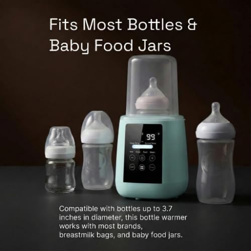Baby Bottle Warmer, 3-in-1 Milk Warmer, Defrosts Frozen Breakmilk, LED Display, Night Light, Steam Sterilizer, Adjustable Temp, Portable, Perfect for Formula, Food Jars, Newborn (Green)