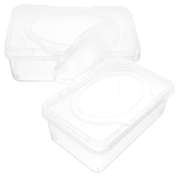 Baby Wipes Box Organizer with Lid Refillable Wipe Dispenser Case for Tissue Storage Portable Wipes Holder for Nursery Bathroom and Travel 7.67X4.92X2.95 Inches