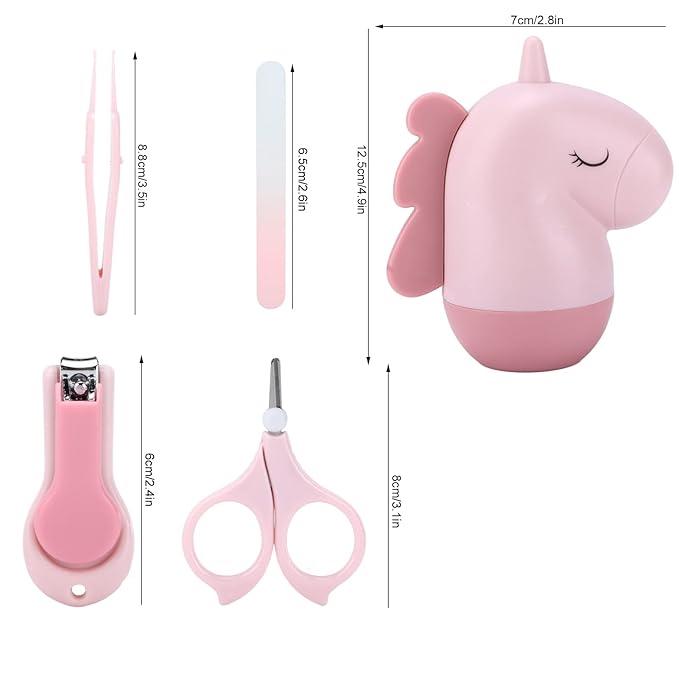 Baby Nail Kit Baby Nail Clippers Set with Cute Case Nail Clipper Scissors Tweezers Baby Nail File Baby Nail Grooming Kit Kids Nail Clippers for Newborn Infant Toddler(Cartoon fan)