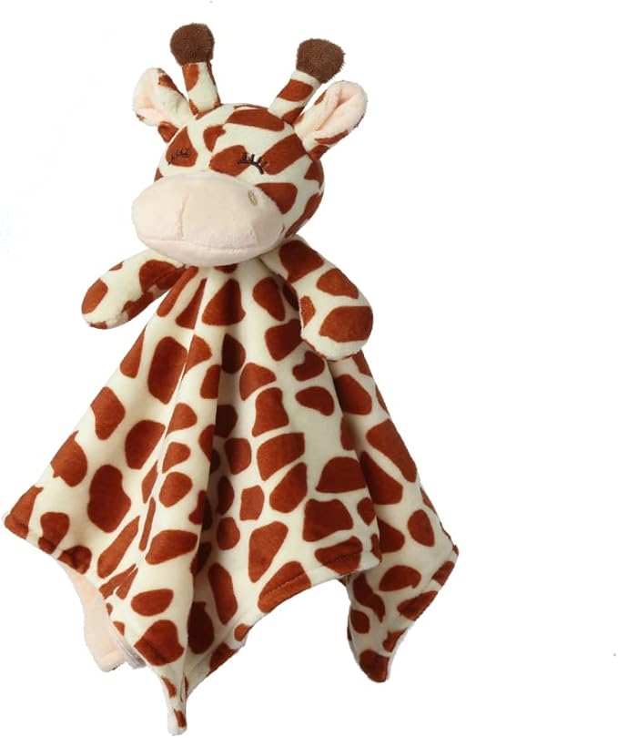 CREVENT Soft Plush Animal Face Security Blankets for Boys and Girls, Great Gifts for Birthday Baby Shower(Brown Giraffe)