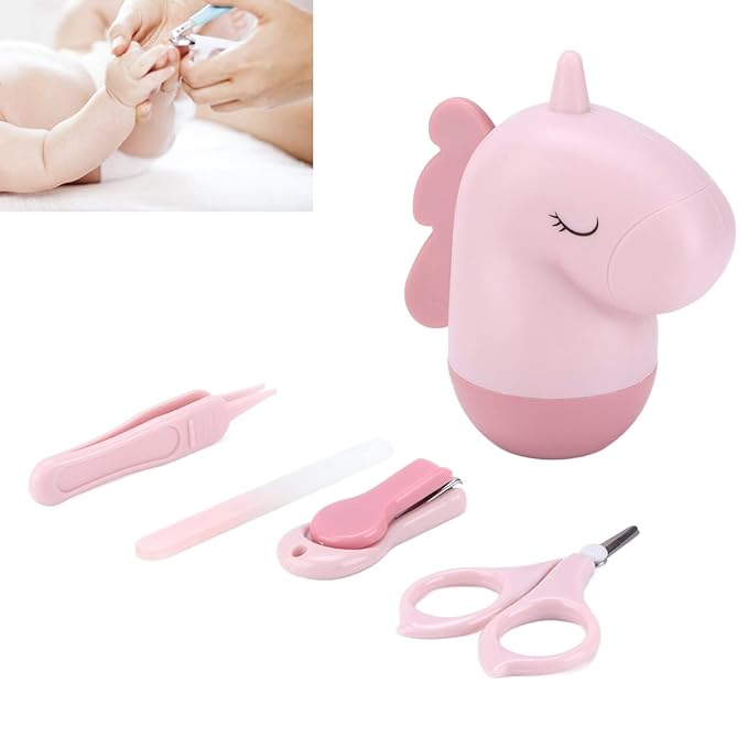Baby Nail Kit Baby Nail Clippers Set with Cute Case Nail Clipper Scissors Tweezers Baby Nail File Baby Nail Grooming Kit Kids Nail Clippers for Newborn Infant Toddler(Cartoon fan)