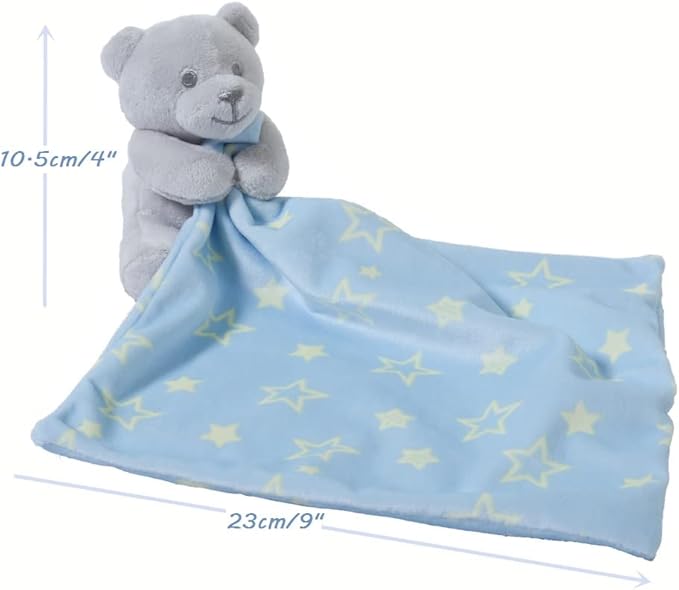 CREVENT Soft Plush Animal Face Security Blankets for Boys and Girls, Great Gifts for Birthday Baby Shower - Hugging Bear +Bunny