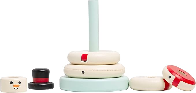 Pearhead Christmas Snowman Stacking Toy Set, Holiday Toys for Toddlers, Baby Nursery Holiday Décor, Wooden Sorting and Stacking Tower Educational Toy, for Kids