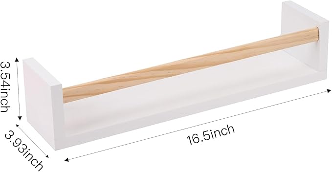 Fixwal Nursery Bookshelves, 16.5 Inch Floating Shelves for Wall Set of 3, Kids Bookshelf for Bedroom, Baby Nursery Decor (White and Natural)