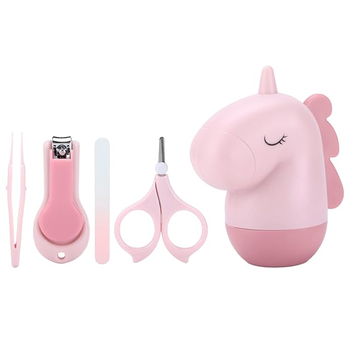 Baby Nail Kit Baby Nail Clippers Set with Cute Case Nail Clipper Scissors Tweezers Baby Nail File Baby Nail Grooming Kit Kids Nail Clippers for Newborn Infant Toddler(Cartoon fan)