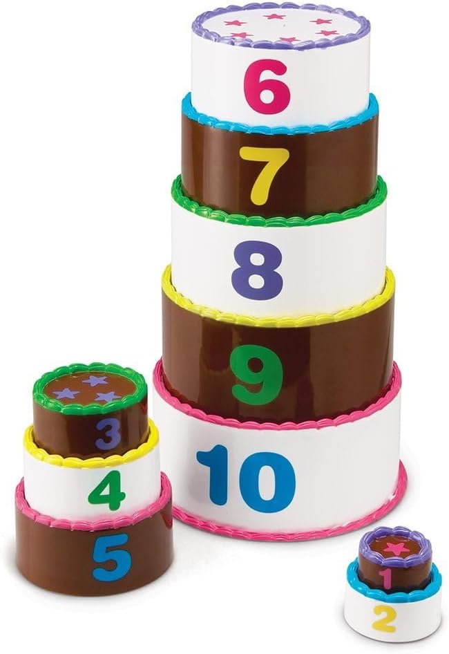 Learning Resources Stack and Count Layer Cake - 10 Pieces, Ages 18+ months Toddler Learning Toys, Early Stacking and Counting Skills for toddlers