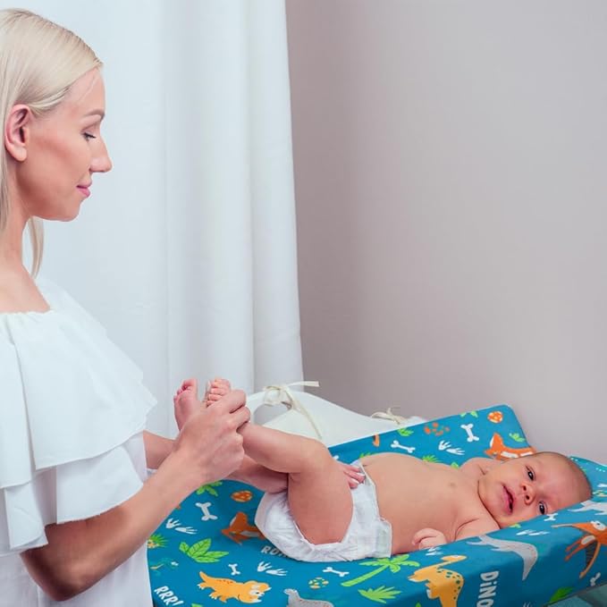 4 Pack Baby Boy Changing Pad Covers Sheets Set Soft Fitted Baby Boy Mattress Covers Construction Truck or Dinosaur Theme Breathable Toddler Sheets for Infant Boys (Dinosaur, Changing Pad Covers)