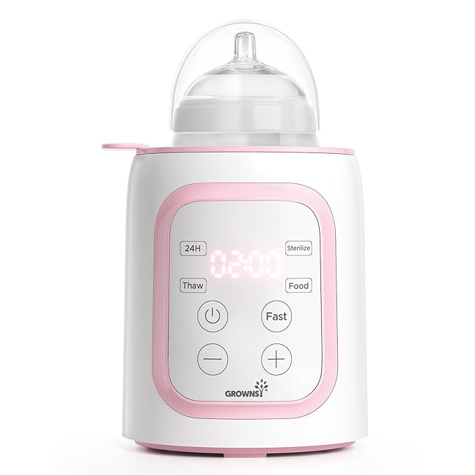 Grownsy Bottle Warmer, Fast Baby Bottle Warmer for All Bottles, Milk Warmer for Breastmilk or Formula, Smart Temperature Control and Automatic Shut-Off- Pink