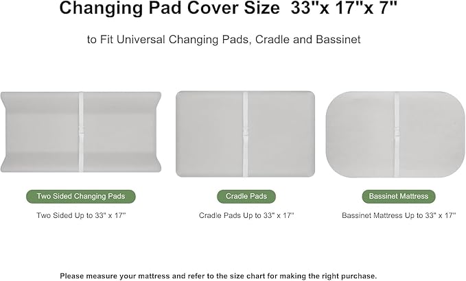 2 Pack White Muslin Changing Pad Cover for Baby Girl & Boys- Neutral Breathable Soft Diaper Changing Pad Sheets Fitted Portable Travel Changing Pad 17"x 33"- Nursery Décor