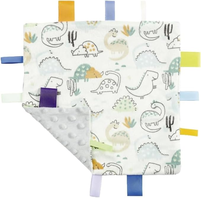 CREVENT Tag Security Blankets for Babies, Soft Small Loveys for Boys, Baby Comforter Sensory Blanket, Great Gifts for Birthday Baby Shower (10"X10" 5 Colors)