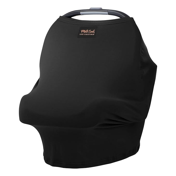 Milk Snob Original 5-in-1 Luxe Nursing Cover in Black - Added Privacy Breastfeeding Cover, Car Seat Cover for Carrier, Stroller, High Chair, Shopping Cart, Lounger Canopy, Newborn Essentials