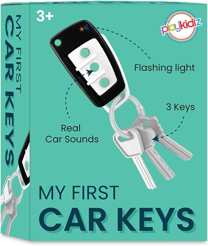 Toy Car Keys - Real Looking Play Toddler Remote Car Key - Interactive Kids Baby Keys with Lights and Sound Effetcs - Pretend Toy Keys for Boys Girls Age 3+