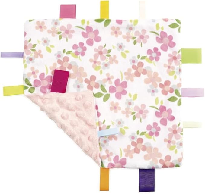 CREVENT Tag Security Blankets for Babies, Soft Small Loveys for Boys, Baby Comforter Sensory Blanket, Great Gifts for Birthday Baby Shower (10"X10" 5 Colors)