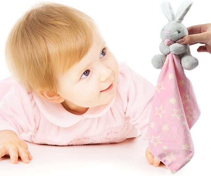 CREVENT Soft Plush Animal Face Security Blankets for Boys and Girls, Great Gifts for Birthday Baby Shower - Hugging Bear +Bunny