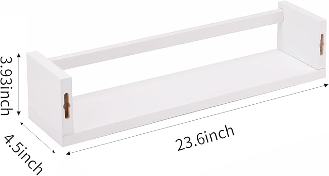 Fixwal Nursery Book Shelves, 23.6 Inch Floating Bookshelf for Wall, Set of 3, Nursery Decor, Solid Wood Wall Mounted Shelves for Books, Toys and Decor Storage (White)