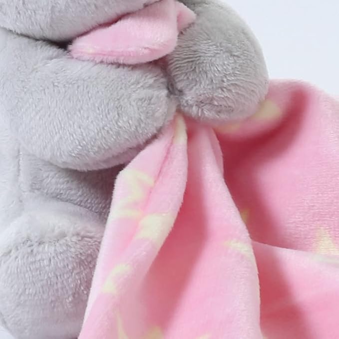CREVENT Soft Plush Animal Face Security Blankets for Boys and Girls, Great Gifts for Birthday Baby Shower (Hugging Bunny + Tag)