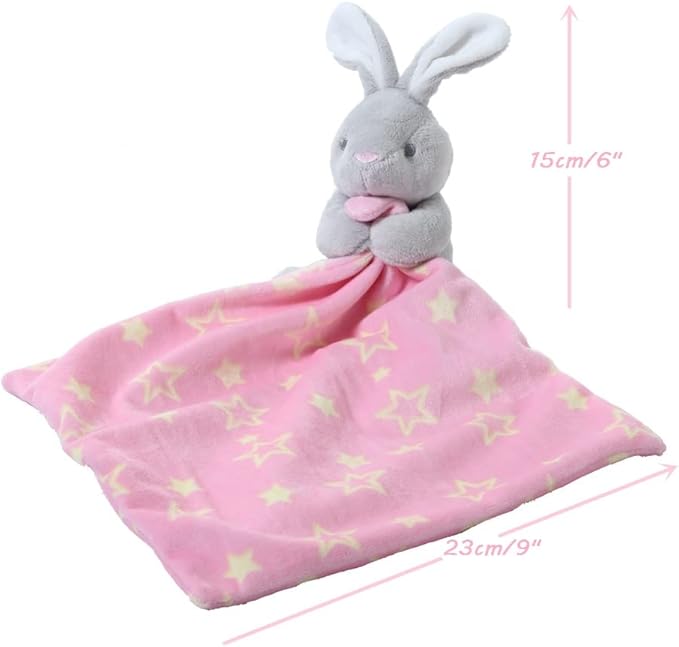 CREVENT Soft Plush Animal Face Security Blankets for Boys and Girls, Great Gifts for Birthday Baby Shower - Hugging Bear +Bunny