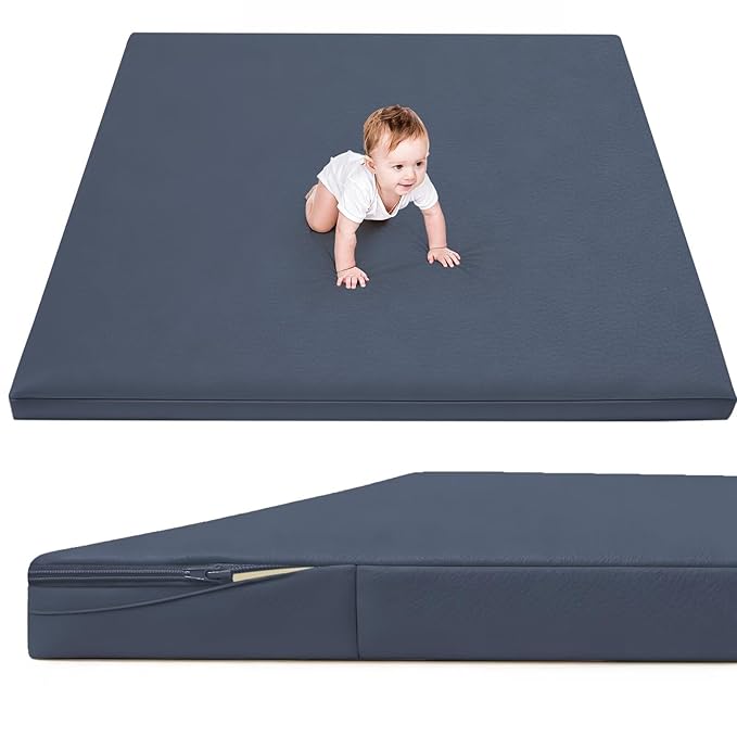 Waterproof Baby Play Mat for Floor 1.3" Thick Memory Foam 59 * 79 Cushion Playpen Playmat Tummy Time Crawling Mat Nursery Rug Pad Mattress Create Soft & Safe Area for Infants,Toddler,Kids,Navy
