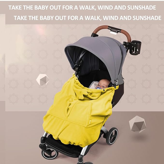 Baby Carrier Cover Stroller Cover,Newborn Hooded Stretchy Cloak,Soft Kangaroo Hoodie for Mom Baby,Suit for All Seasons (Yellow)