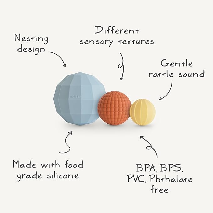 mushie Silicone Nesting Spheres Sensory Toy (Blush) | Pack of 3