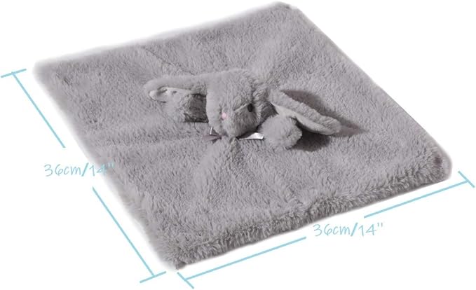 CREVENT Soft Plush Animal Face Security Blankets for Boys and Girls, Great Gifts for Birthday Baby Shower (Bunny + Tag)