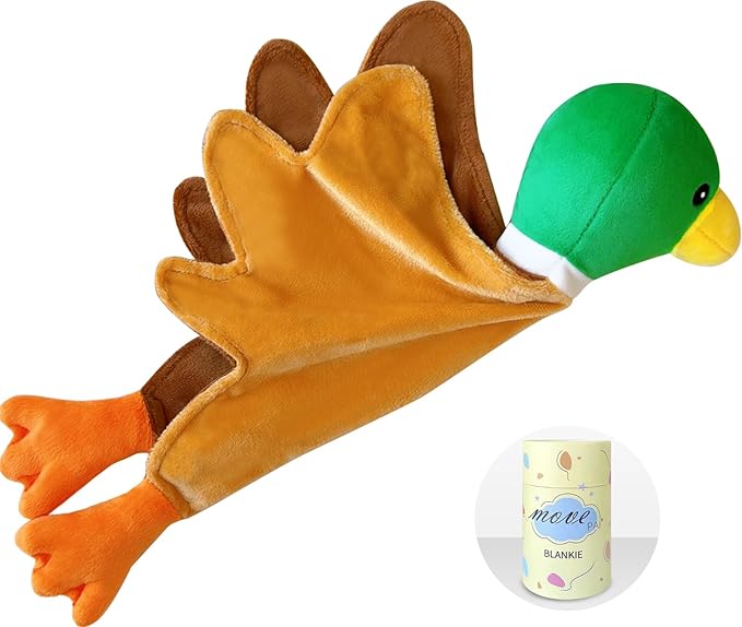 Baby Security Blanket, Soft Baby Lovey Toy Blanket for Boys and Girls, Snuggle Toy Lovie Newborn Gift, Unisex Nursery Bed Blankets Green Duck16 Inch