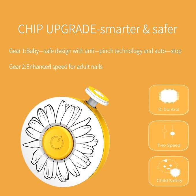 Electric Baby Nail Clippers Grinder Trimmer, Nail File for Newborns & Infants, USB Rechargeable, Silent Operation,6 Replacement Heads for Safe & Easy Trimming(White)
