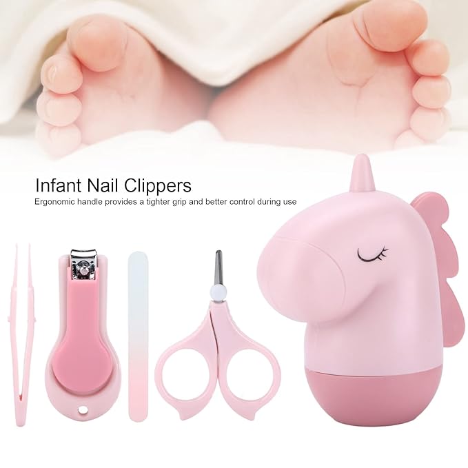 Baby Nail Kit Baby Nail Clippers Set with Cute Case Nail Clipper Scissors Tweezers Baby Nail File Baby Nail Grooming Kit Kids Nail Clippers for Newborn Infant Toddler(Cartoon fan)