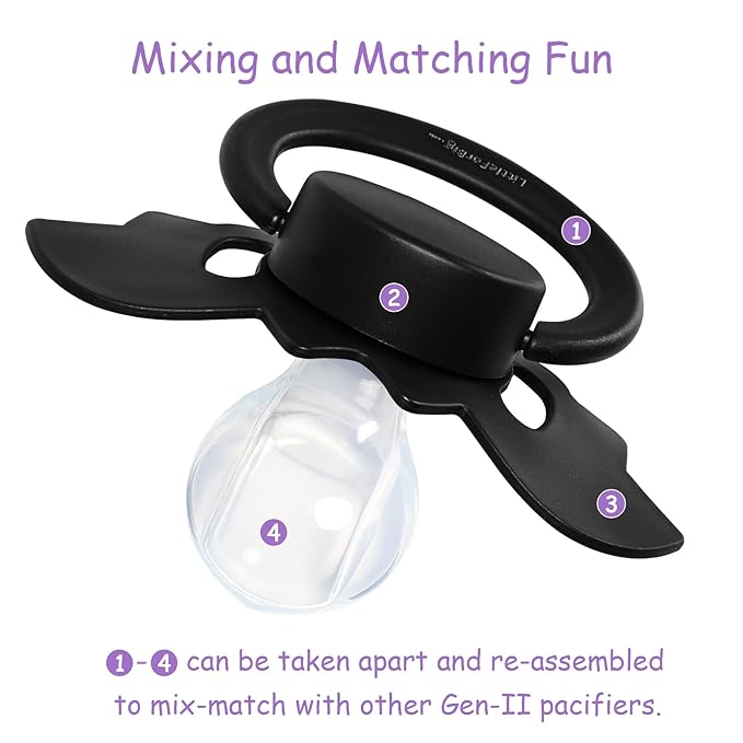 LittleForBig Bigshield Generation-II Adult Sized Pacifier - Baby Bat Pacifier Black