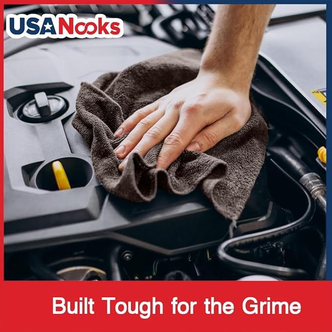 USANOOKS Premium 300GSM Microfiber Cleaning Cloth - 12.5"x12.5" High Performance - 1200 Washes, Ultra Absorbent Microfiber Towels for Cars Undercarriage, Rims & Engine Bay Cleaning - Microfiber Cloth