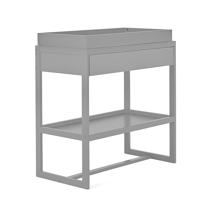 Dream On Me Arlo Changing Table in Pebble Grey – Enclosed Dressing Area with Safety Strap, Solid New Zealand Pinewood, Non-Toxic Finish, Spacious Fixed Storage Shelf, Water-Resistant 1" Changing Pad