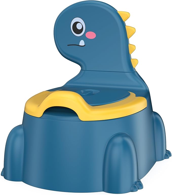 Potty Training Toilet, Toddler Potty Training Seat Baby Potty Chair, Dinosaur Toilet Potty Seat for Boys Girls Kids Toddlers, Portable Travel Potty with lid,Urinal, Splash Guard, Non-Slip Pad(Blue)