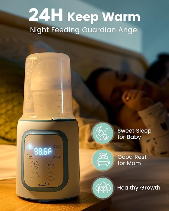 Grownsy Bottle Warmer, 8-in-1 Fast Baby Milk Warmer with Timer for Breastmilk or Formula, Accurate Temperature Control, Multifunctional Baby Bottle Warmers for All Bottles- Blue