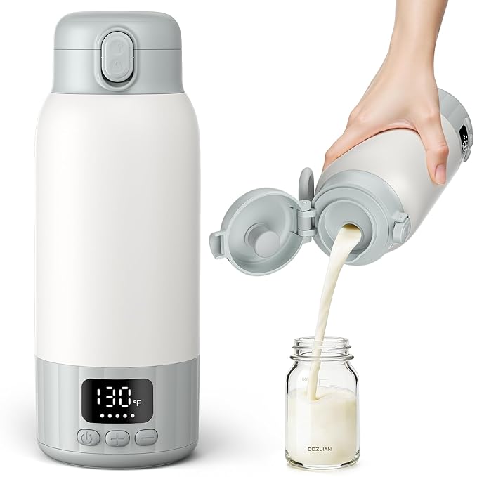 Portable Bottle Warmer for Travel, Fast Heating Milk Warmer On The Go, 17 OZ Water Warmer for Breast Milk, Formula, Water, Temp Control 98°F -131°F, Baby Essentials for Outdoor Airplane Car Journey