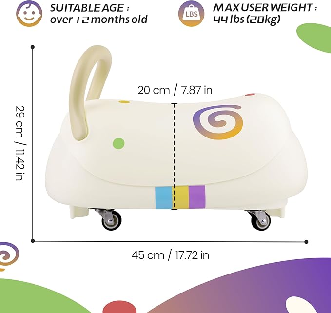 Toddler Balance Ride-On Toys, Kids Wiggle Car with Quiet PU Wheels & Anti-Tip Design for Age 1-3