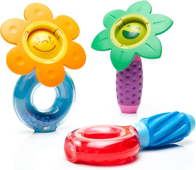 SmartMax My First Sounds & Flowers Magnetic STEM Building Set with Rattles, Textures, and Oversized Soft-Touch Pieces for Toddlers Ages 1–5