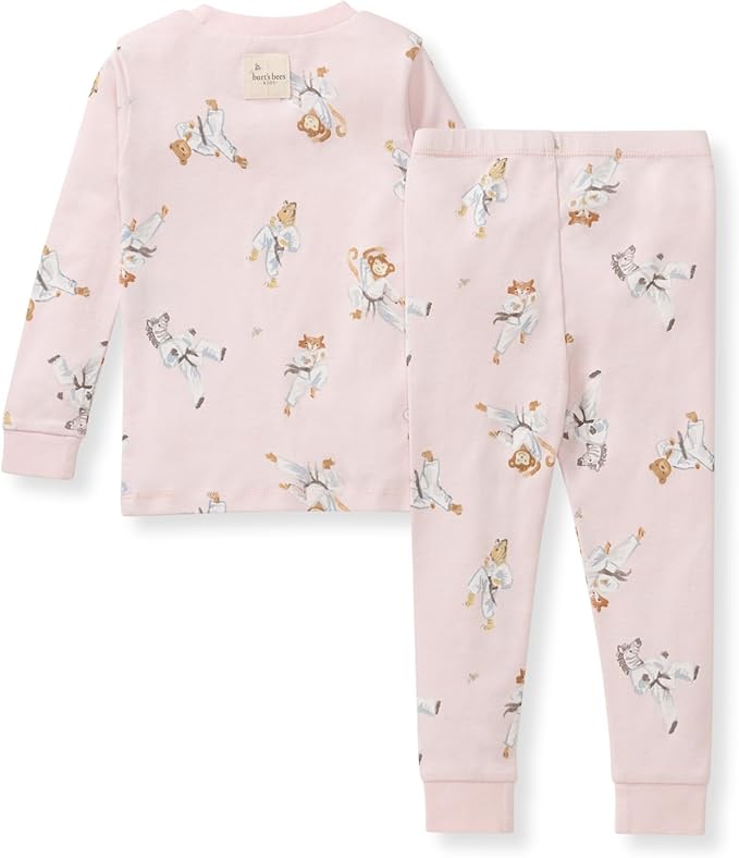 Burt's Bees Baby Girls' Pajamas, 2-Piece Long Sleeve Tee and Pants Organic Cotton PJ Set