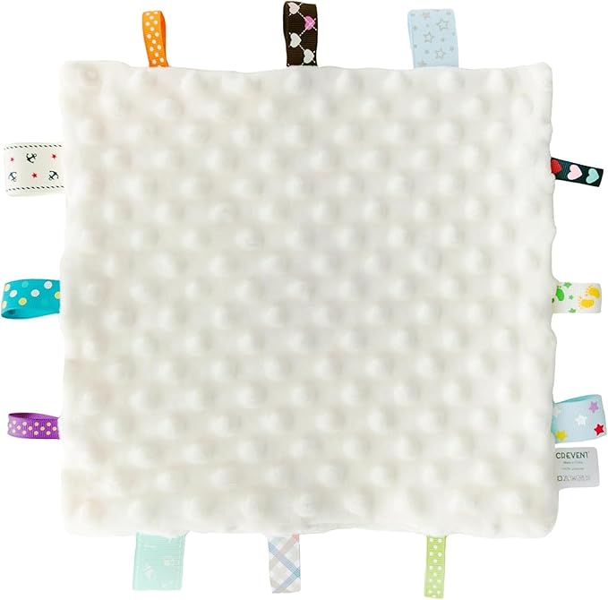 CREVENT Tag Security Blankets for Babies, Soft Small Loveys for Boys, Baby Comforter Sensory Blanket, Great Gifts for Birthday Baby Shower - 10"X10" Green + Ivory