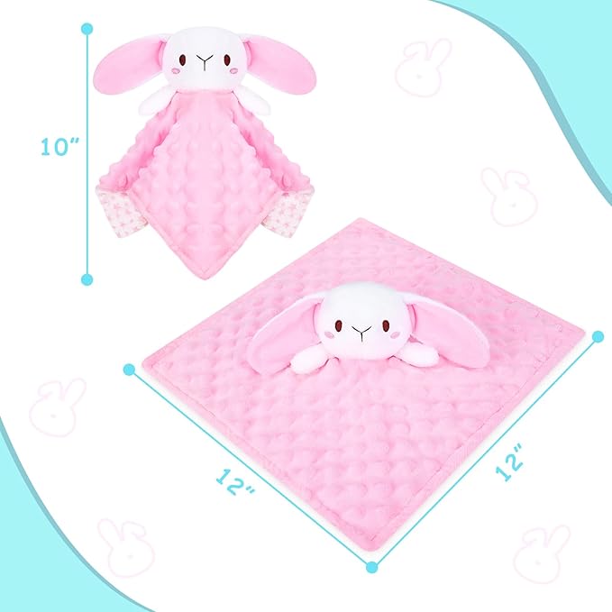 Loveys for Babies,Soft Baby Security Blanket for Newborn Infant Toddler Snuggle Toy Stuffed Animal,Lovey Bunny Security Blankets,Rabbit Lover Baby Girl Birthday Gifts(Pink Bunny,12in)