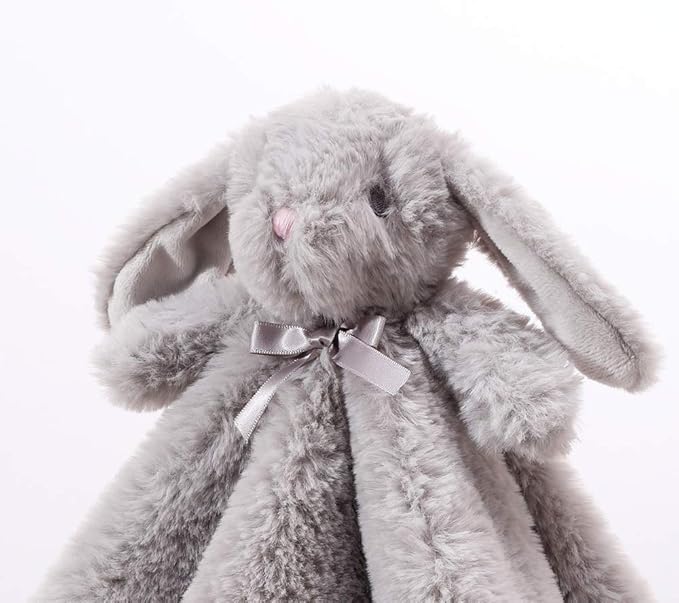 CREVENT Soft Plush Animal Face Security Blankets for Boys and Girls, Great Gifts for Birthday Baby Shower (Bunny + Tag)
