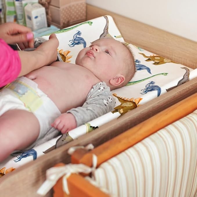 4 Pack Baby Boy Changing Pad Covers Sheets Set Soft Fitted Baby Boy Mattress Covers Construction Truck or Dinosaur Theme Breathable Toddler Sheets for Infant Boys (Dinosaur, Changing Pad Covers)