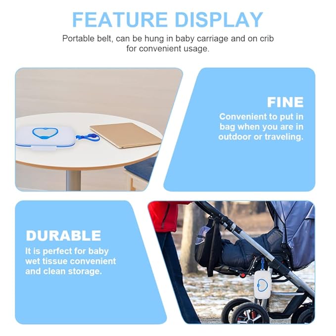Healifty Portable Baby Wipes Dispenser with Belt Clip Lightweight Travel Wipe Box for Stroller and Crib Refillable Infant Wet Tissue Holder on-the-Go Cleanup