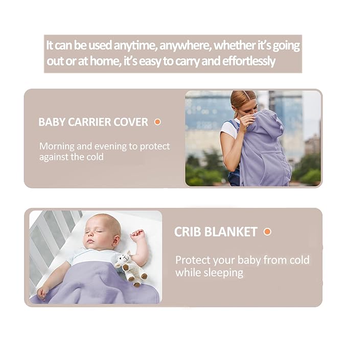 Baby Carrier Cover Stroller Cover,Newborn Hooded Stretchy Cloak,Soft Kangaroo Hoodie for Mom Baby,Suit for All Seasons (Purple)