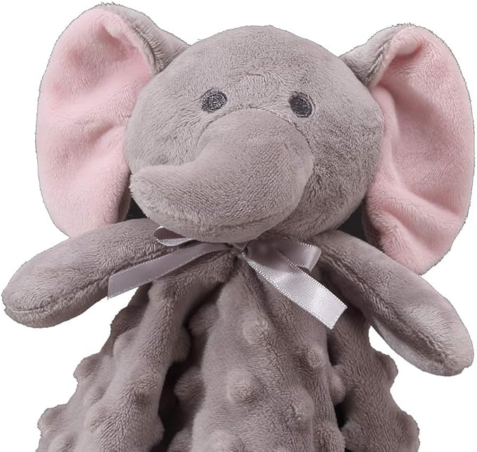 CREVENT 2pcs Soft Plush Animal Face Security Blankets for Boys and Girls, Great Gifts for Birthday Baby Shower (Sheep + Elephant)