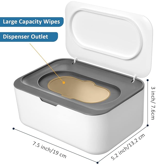 3 Pieces Baby Wipes Dispenser Baby Wipe Holder Container Case with Sealing Design Refillable Box Keeps Wipes Fresh Easy Open and Close for Bathroom Nursery