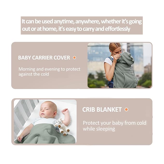 Baby Carrier Cover Stroller Cover,Newborn Hooded Stretchy Cloak,Soft Kangaroo Hoodie for Mom Baby,Suit for All Seasons (Grey)