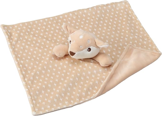 CREVENT Soft Plush Animal Face Security Blankets for Boys and Girls, Great Gifts for Birthday Baby Shower (Deer + Tag)
